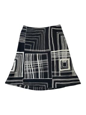 Vintage Black and Cream Geometric Folio Midi Skirt